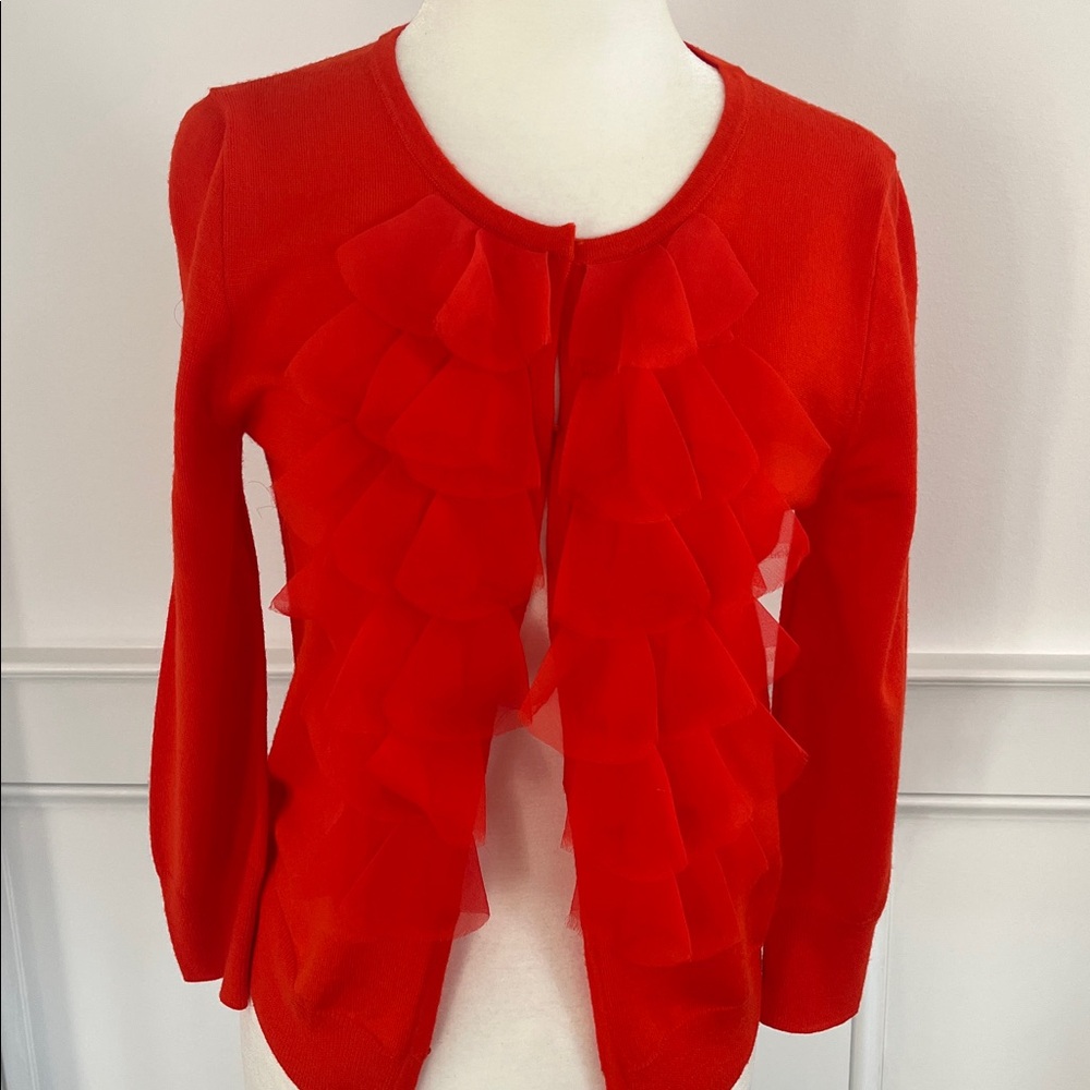 J. Crew Merino Wool Ruffle Cardigan - Picture 2 of 11